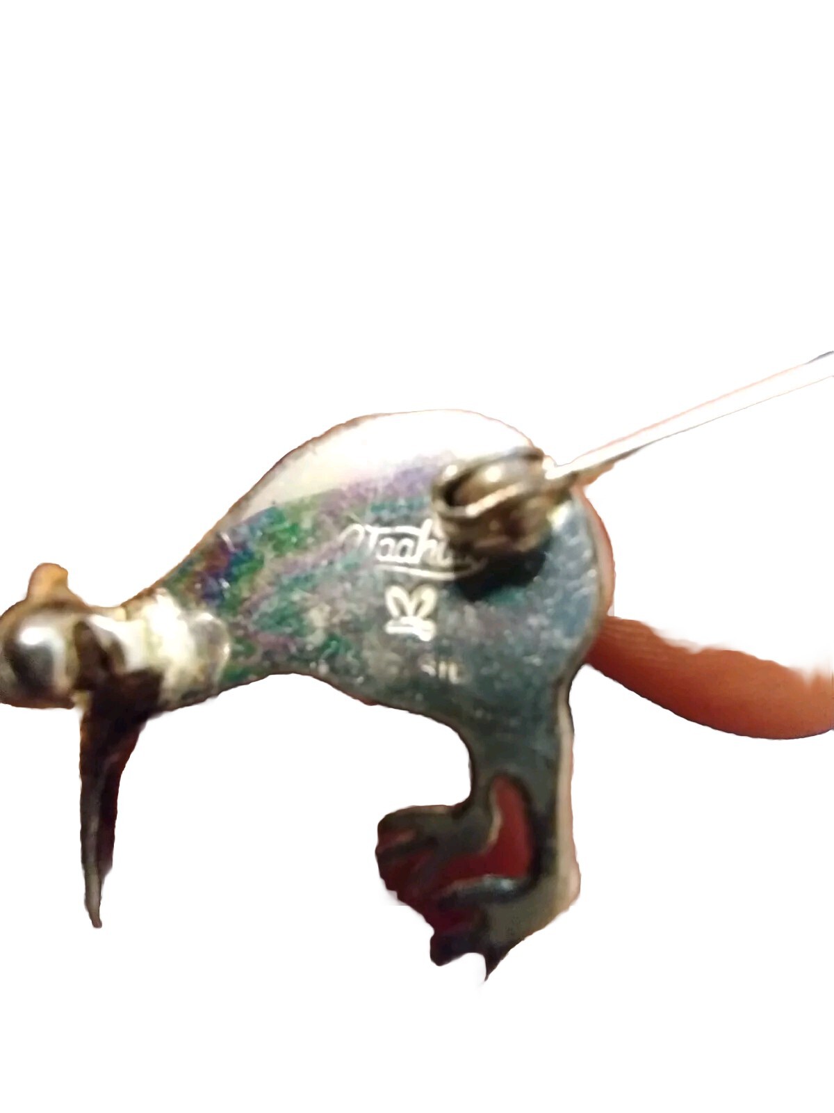 Sterling Silver New Zealand Kiwi Bird Abalone Shell Brooch Vintage Cute