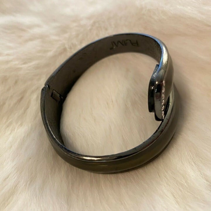 Fumi Grunge Bangle Bracelet Gunmetal Tone Rhinestone Gothic Rave Witchy 7760