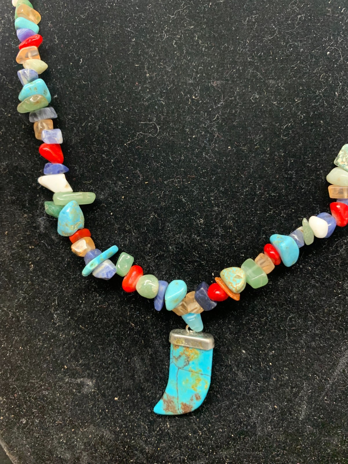 Turquoise & Coral Bead Multi Stone Nuggets Southwestern Style Necklace