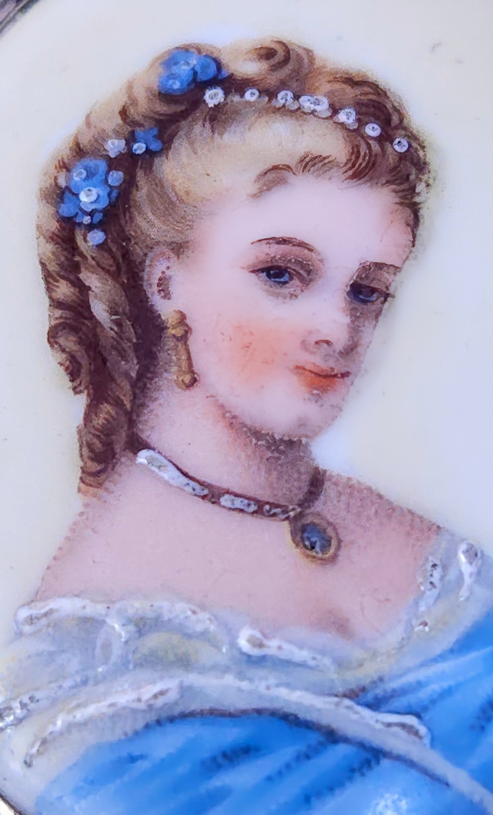 Antique Imperial Russian 84 Silver Hand‑Painted Enamel Portrait Brooch AM Mukhin