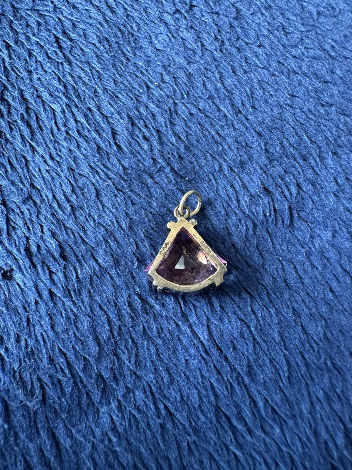 Vtg Sterling Silver 925 Pink Sapphire Necklace Pendant, 19mm Long