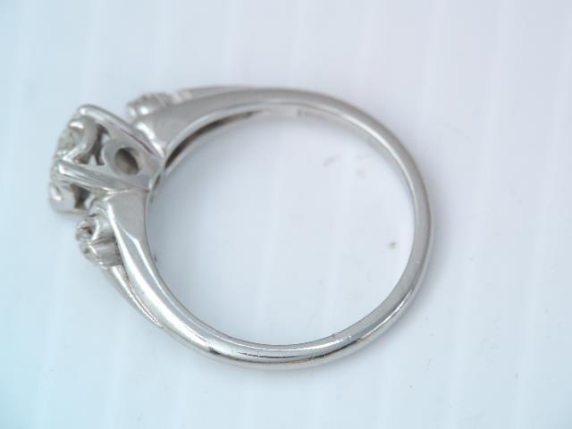 VINTAGE JABEL SOLID 18K WHITE GOLD 3 DIAMOND RING sz 3 3/4
