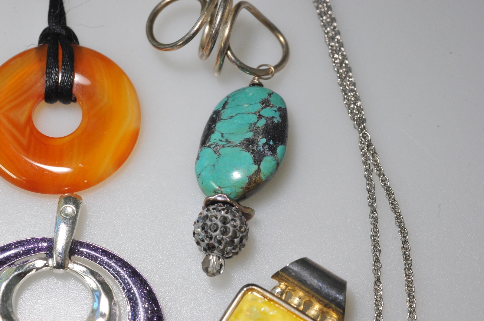 Pendant lot vtg to now variety jewelry craft or wear stone glass other PK27