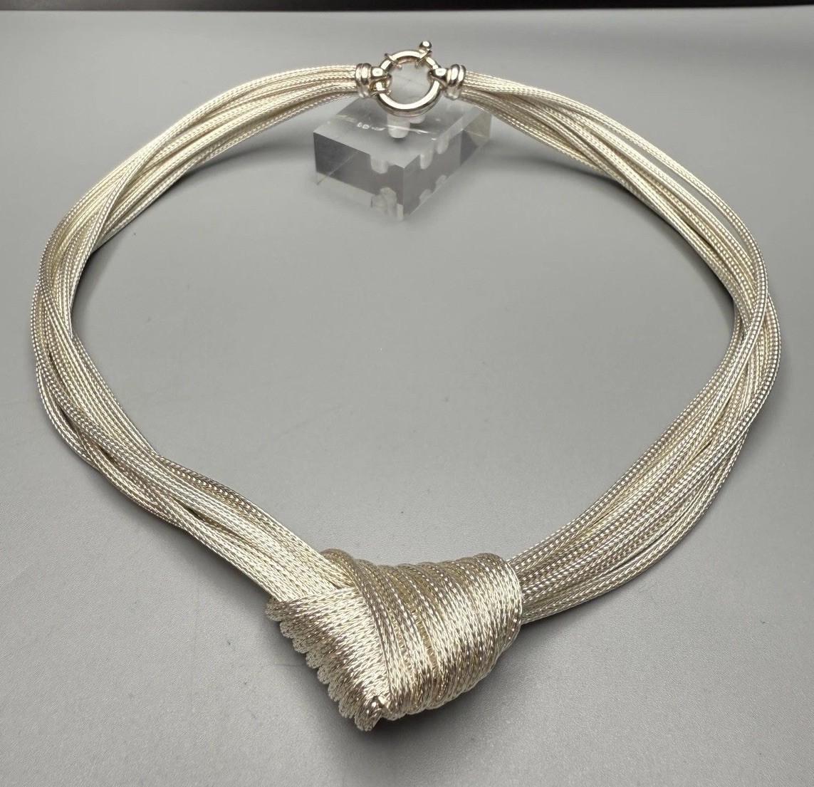 925 Sterling Silver Necklace Woven Knot Eight Strand Wheat Chain 16” 50g Choker