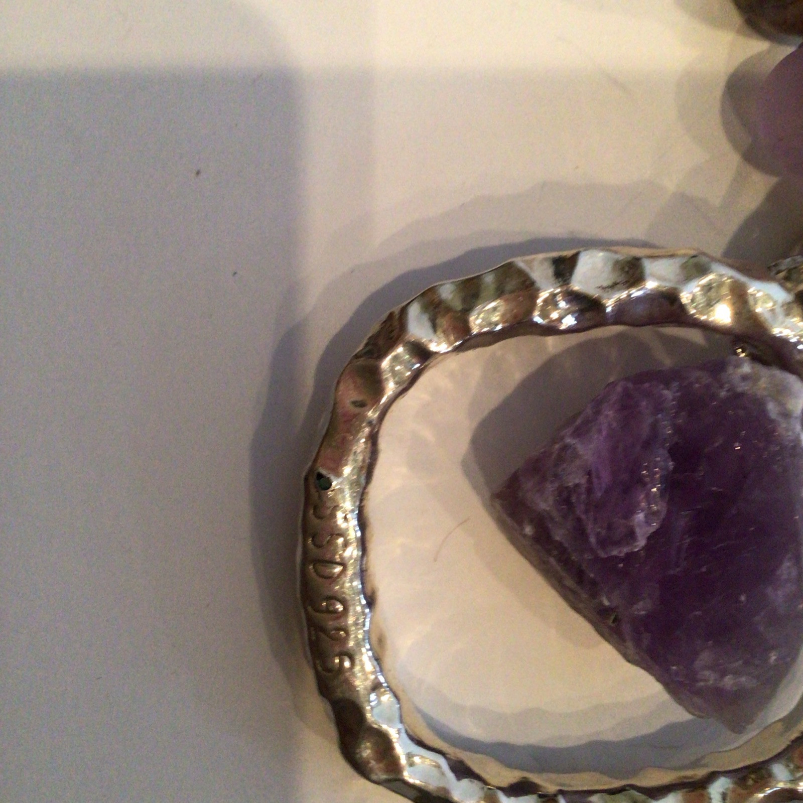 SPECIAL SEBBAG VON MUSULIN NECKLACE STERLING SQUARE PENDANT LARGE AMETHYST 24”