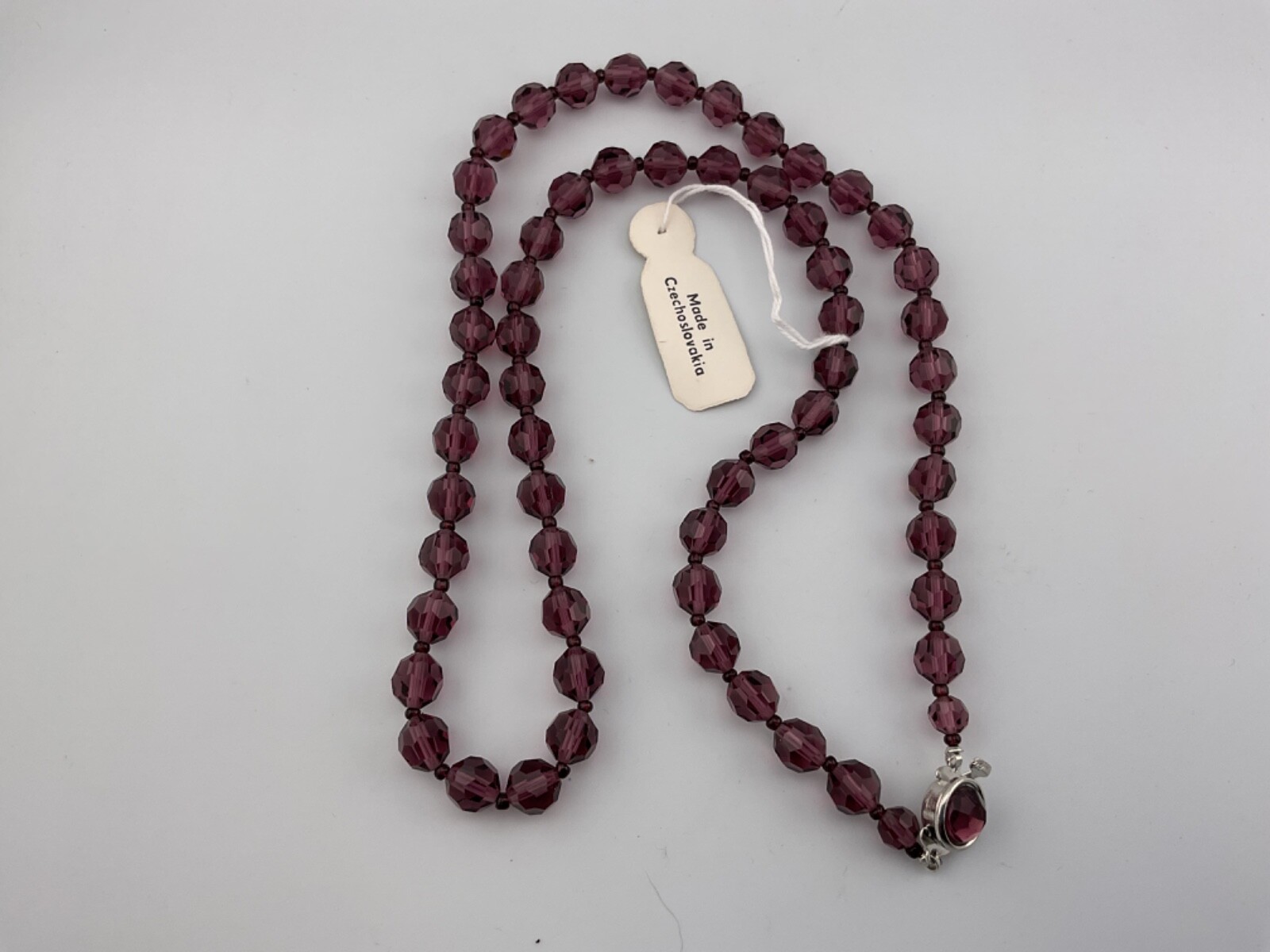amethyst color czech glass bead necklace vintage