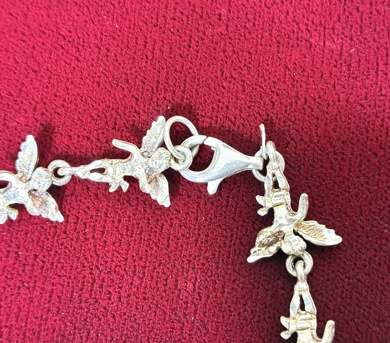 Sterling Silver Fairy Angel Link Bracelet 925 Fantasy Whimsical 7.5”