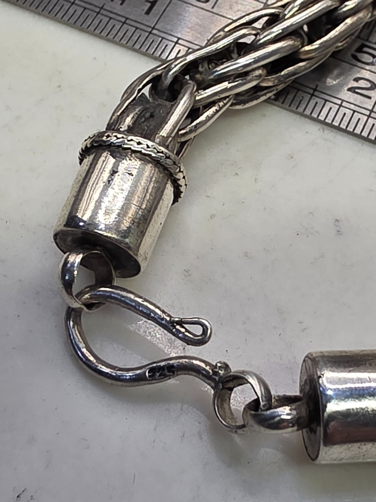 925 Sterling Silver Vintage Spiga/Wheat Link Heavy Bracelet 30.8g 8″ Solid!