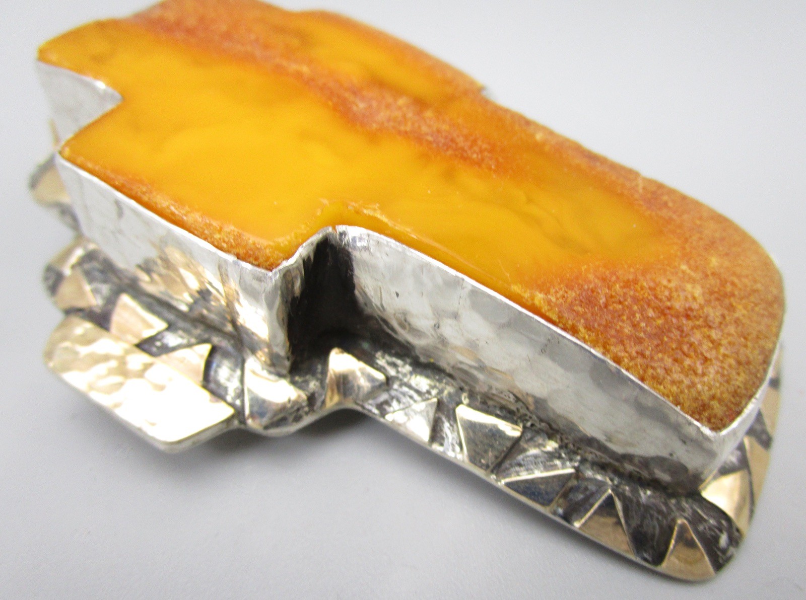 RARE OOAK DIAN MALOUF STERLING 14K AMBER CROSS BROOCH PENDANT $3200 RET
