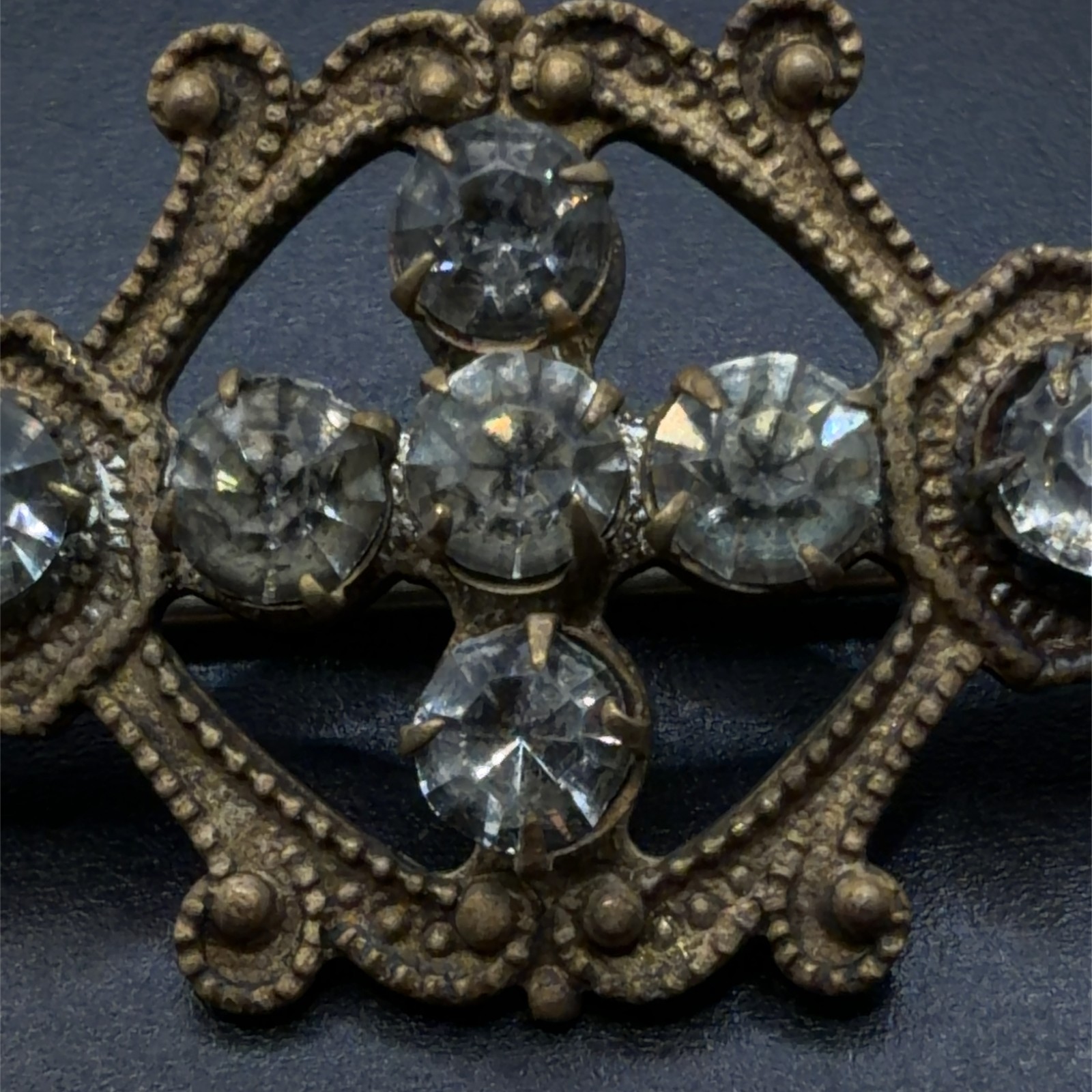 Antique Victorian Gold Filled Rhinestone Brooch