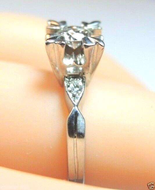 Antique Art Deco Diamond Engagement Platinum Ring Size 4.75 UK-J EGL USA