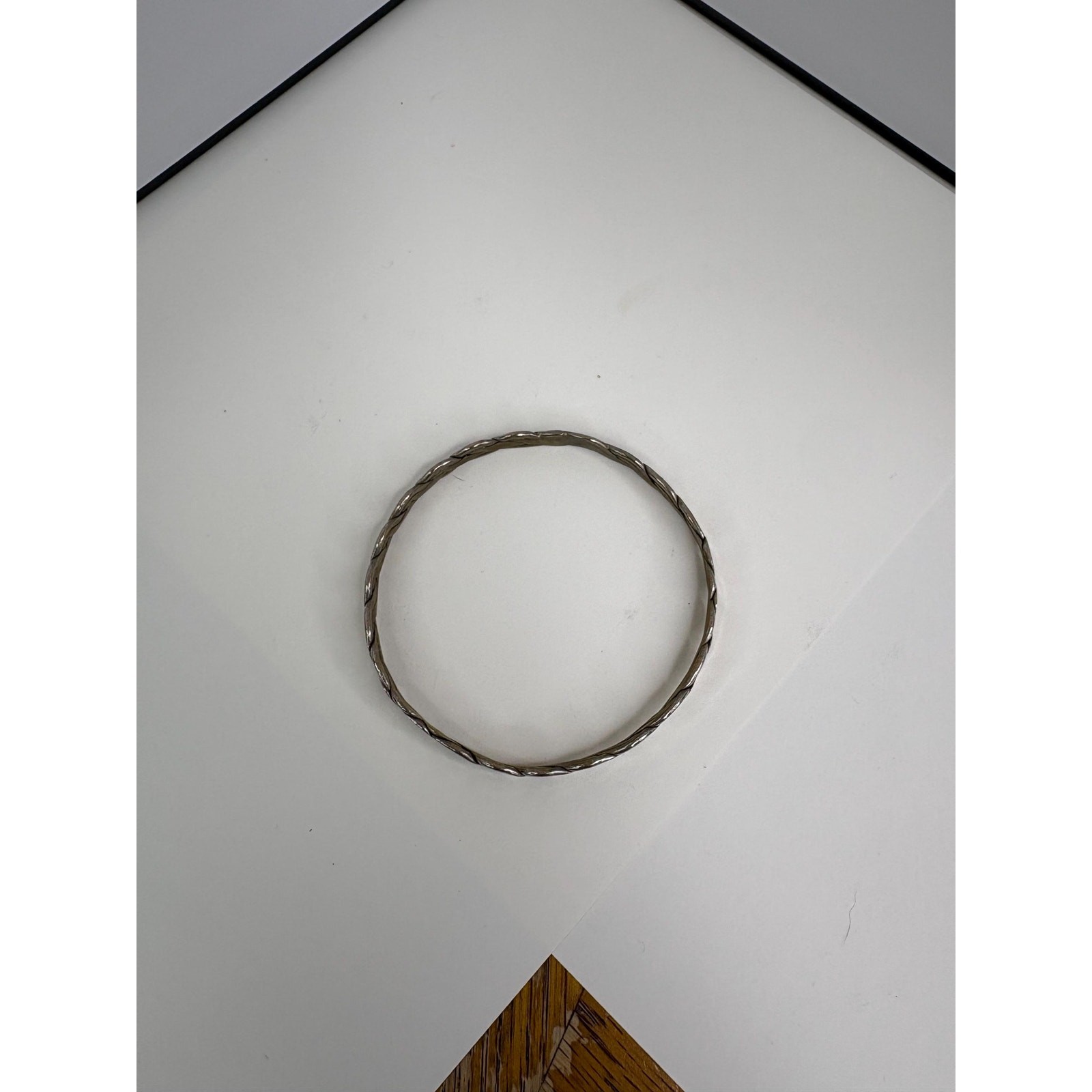 Vintage Handmade Solid Mexican 925 Sterling Silver Braided Woven Bangle Bracelet