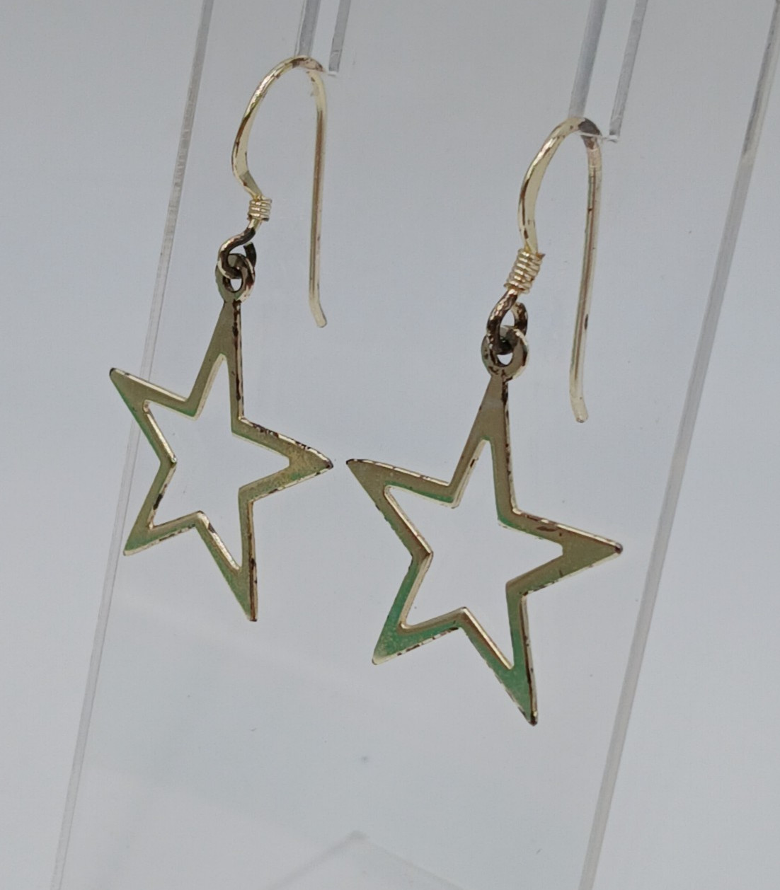 VTG 925 Star Dangle Earrings 1.5in Drop Sterling Silver 1.59g Celestial Estate