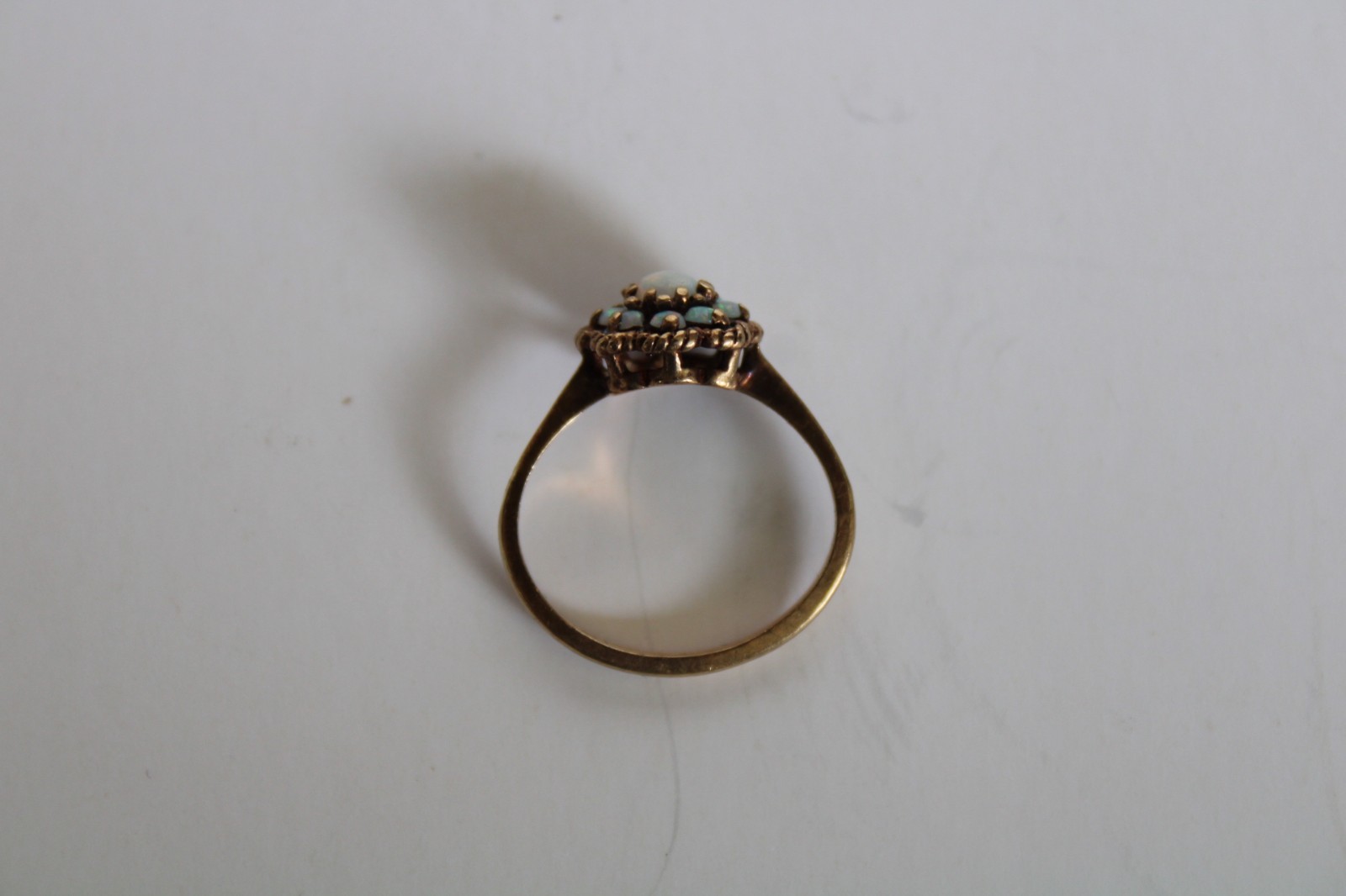 Vtg 10K Yellow Gold & Fire Opal Floral Cluster Ladies Estate Ring, 2.25g -S: 5.5