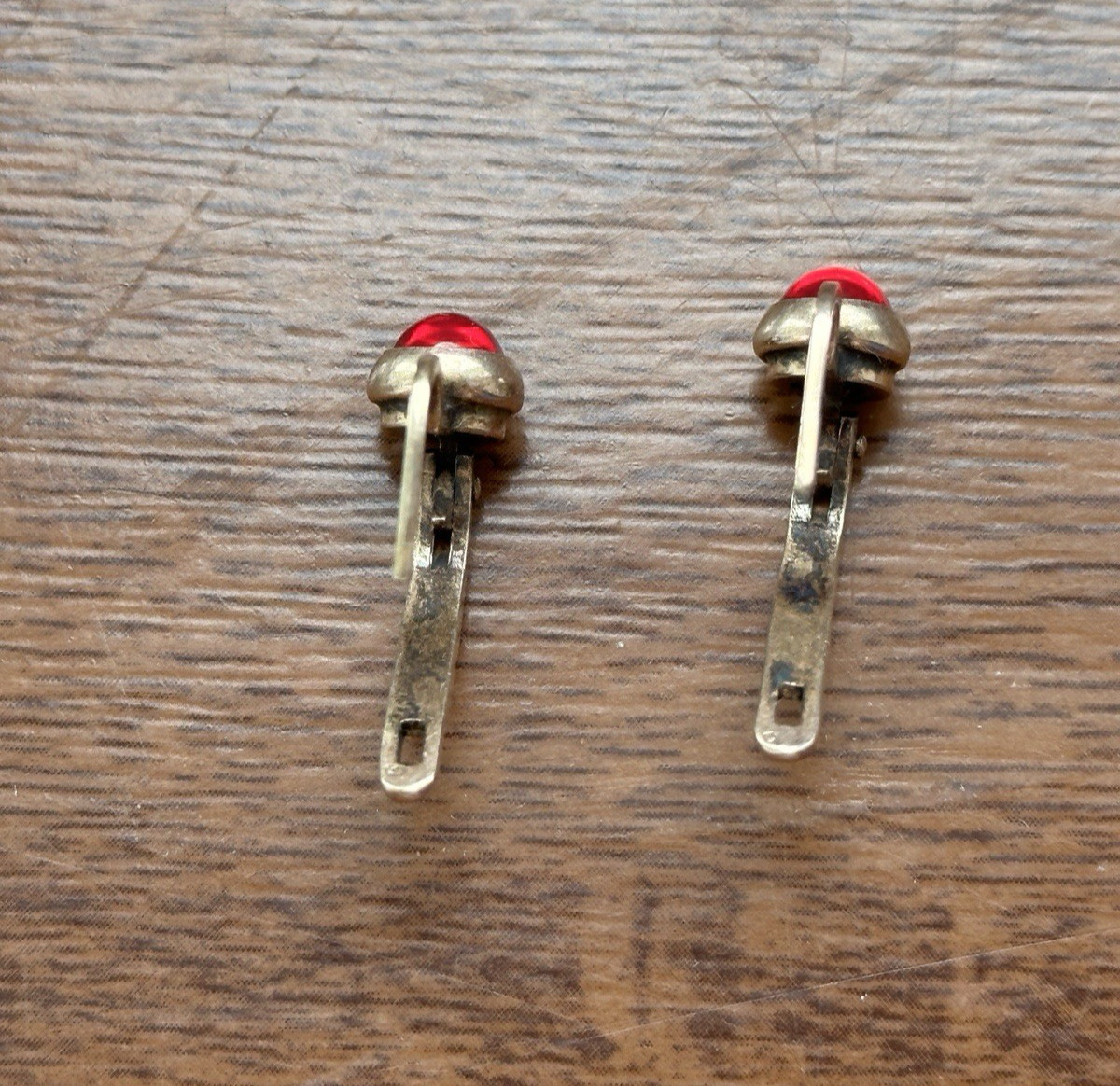 Vintage Soviet Sterling Silver 875 Rose Ruby Corundum Earrings Woman USSR