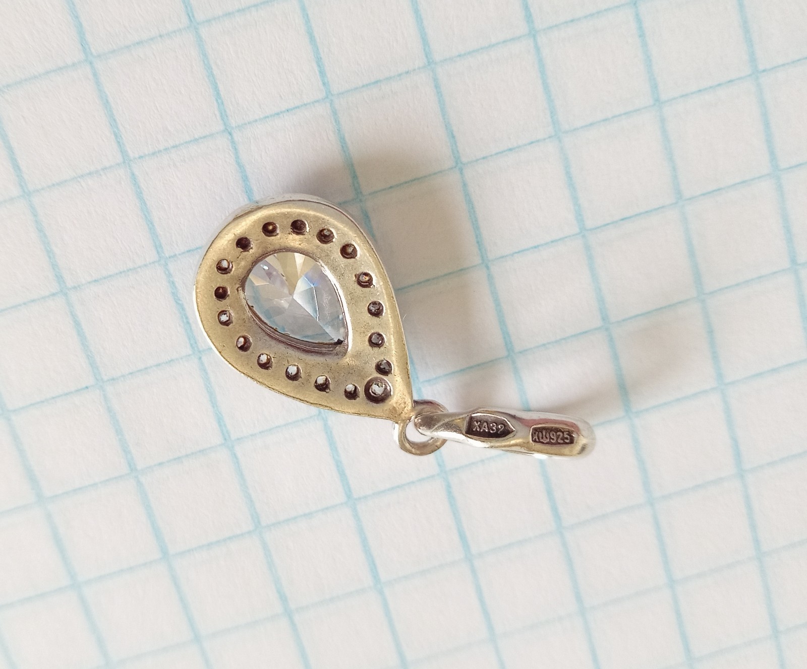 Vintage Beautiful Pendant White stones Sterling Silver 925 test Women’s Jewelry