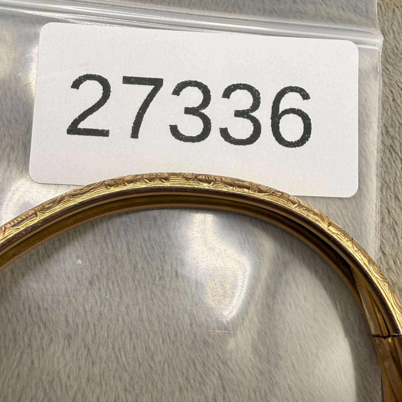 Vintage Bangle Bracelet Embossed Gold Tone Hinged 7”