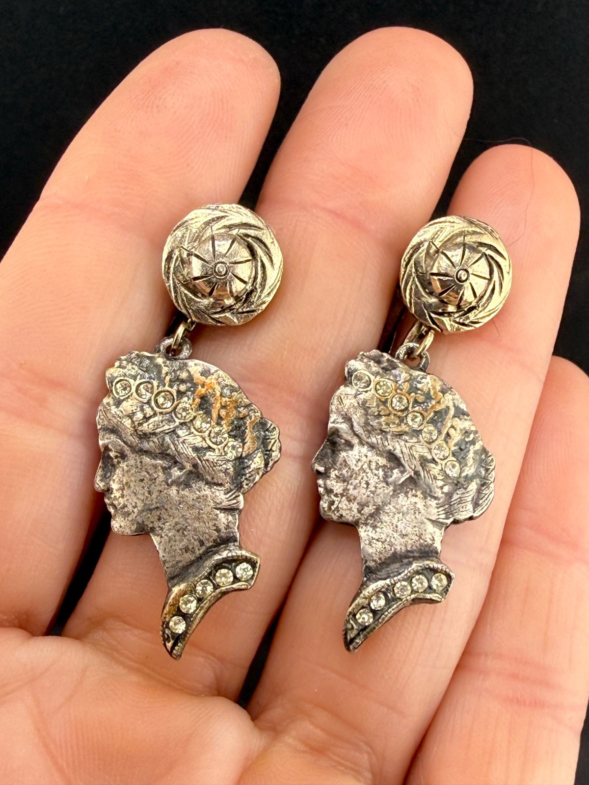 Vintage Vendome Clip On Earrings Silver Tone Woman