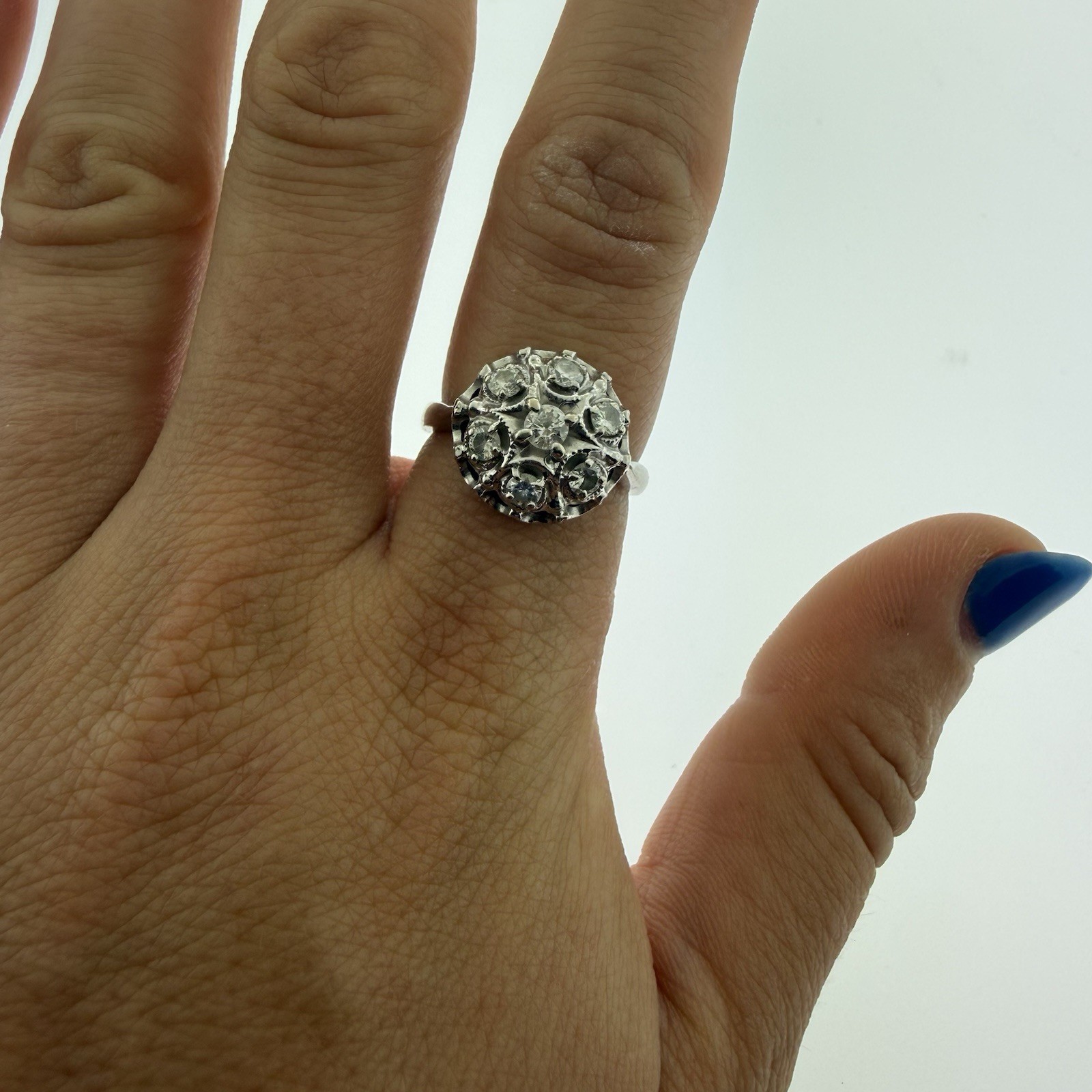 VINTAGE Estate 14k White Gold NATURAL Diamond 0.40CTTW Ring–Size 6