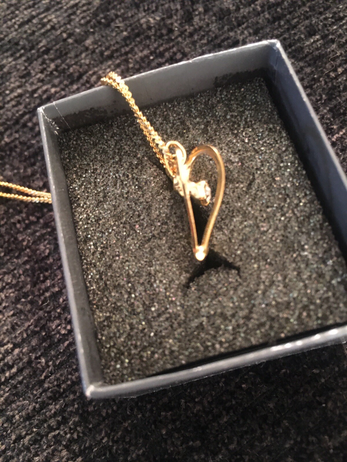 Valentine Necklace Heart Pendant Gold Overlay 3D gift Jewelry
