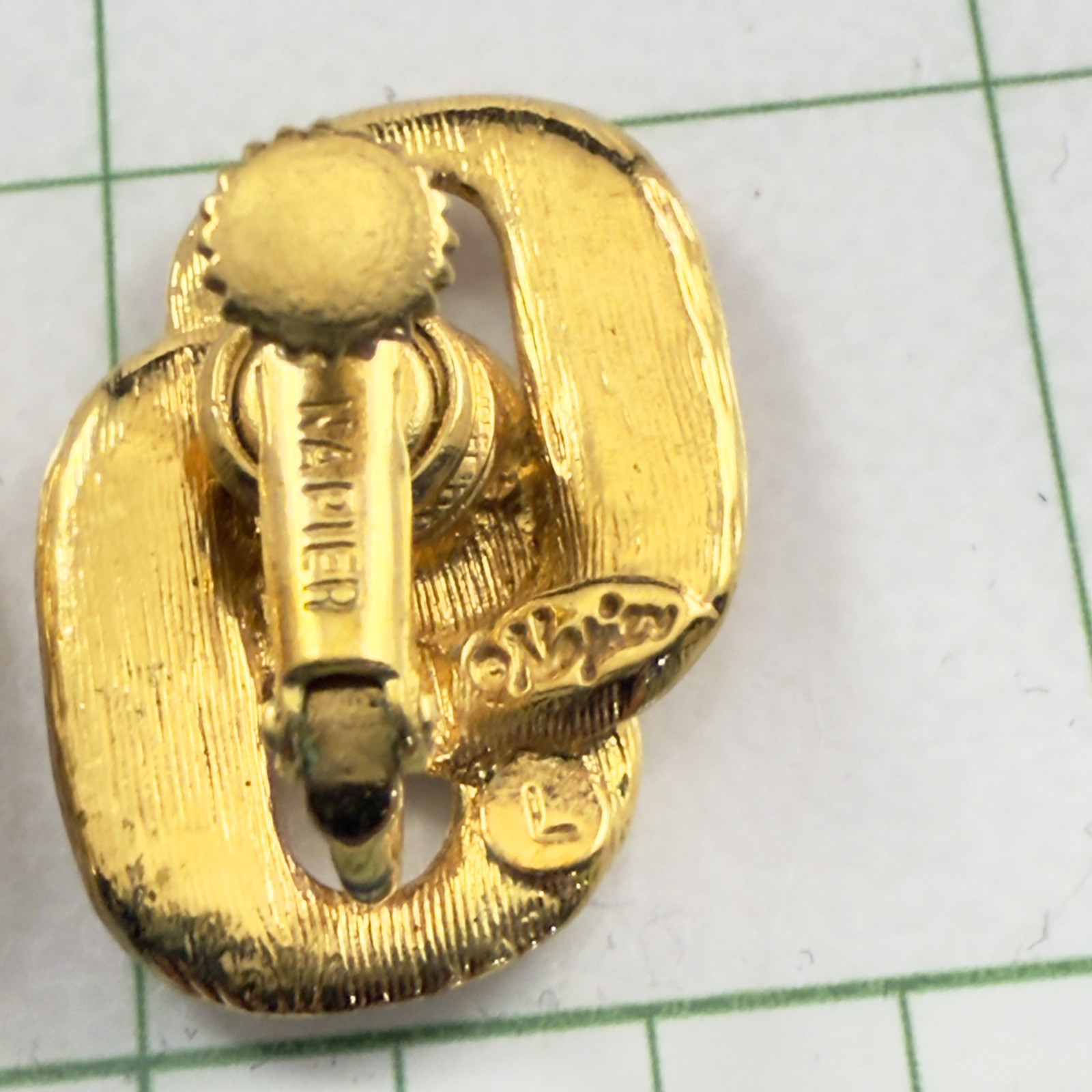 Vintage NAPIER Signed Double Gold Tone Chain Link Adjustable Clip on Earrings