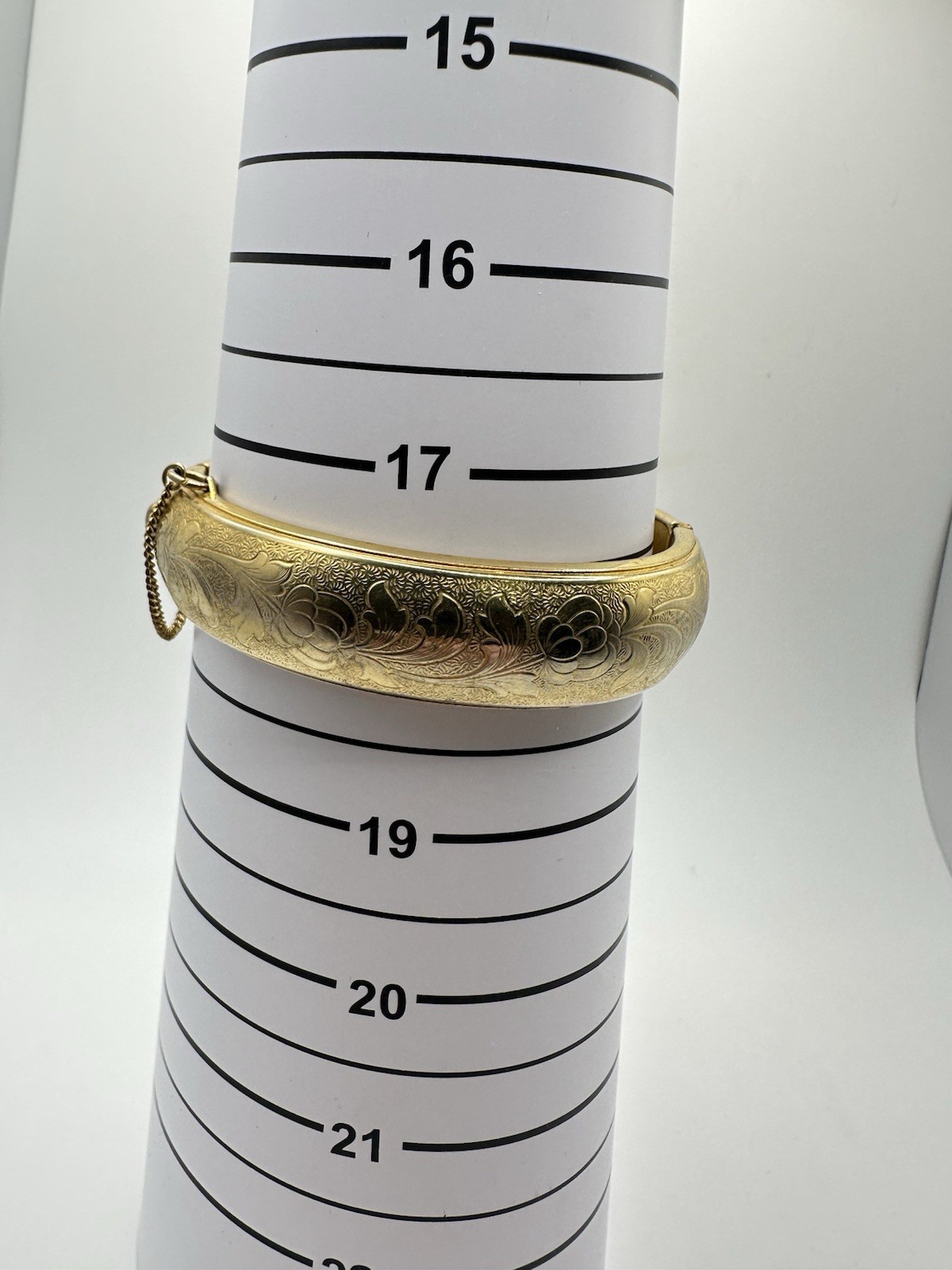 VTG Gold Tone Bangle Bracelet Safety Push Clasp Unsigned Costume Repair Read