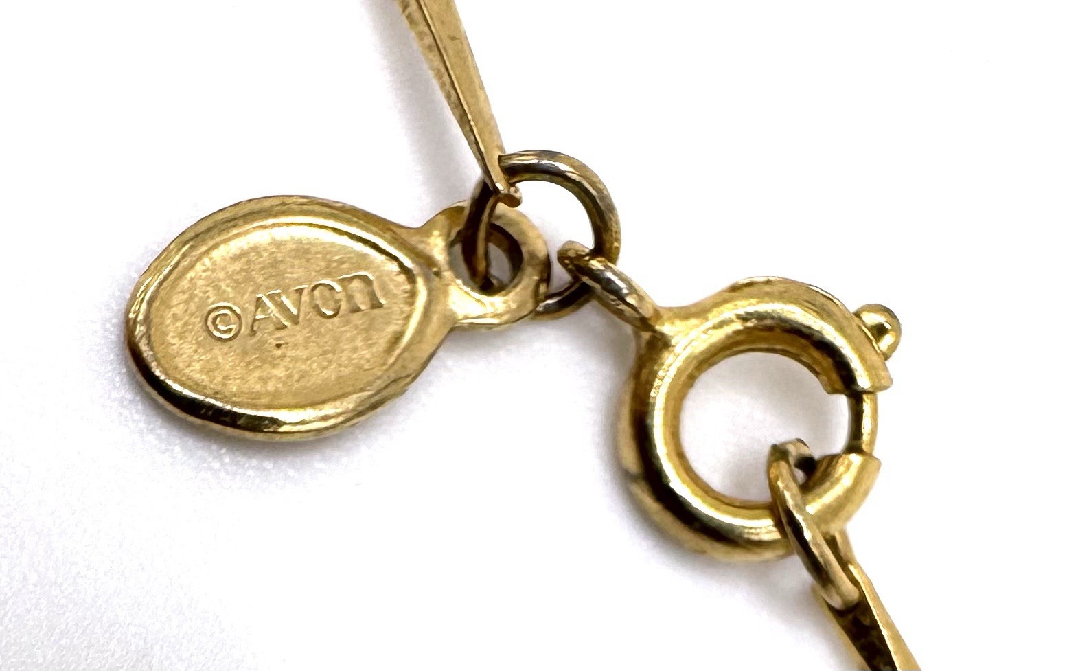 Vintage Avon Flower Lace Necklace Dainty Bar Link Chain Gold Floral Vintage 26″