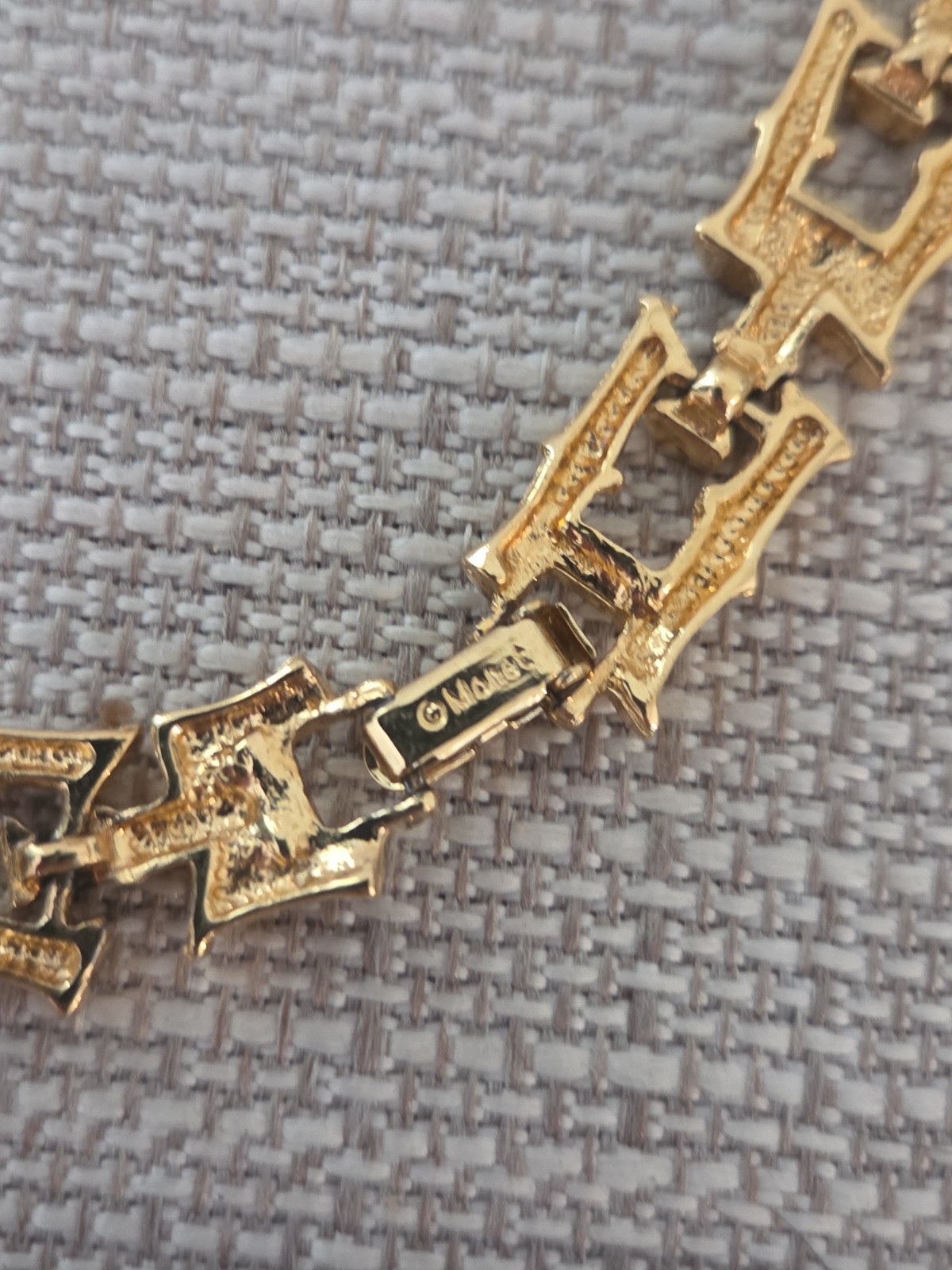 Vintage 60’s Gold-Tone Bamboo Collar Necklace Signed Monet