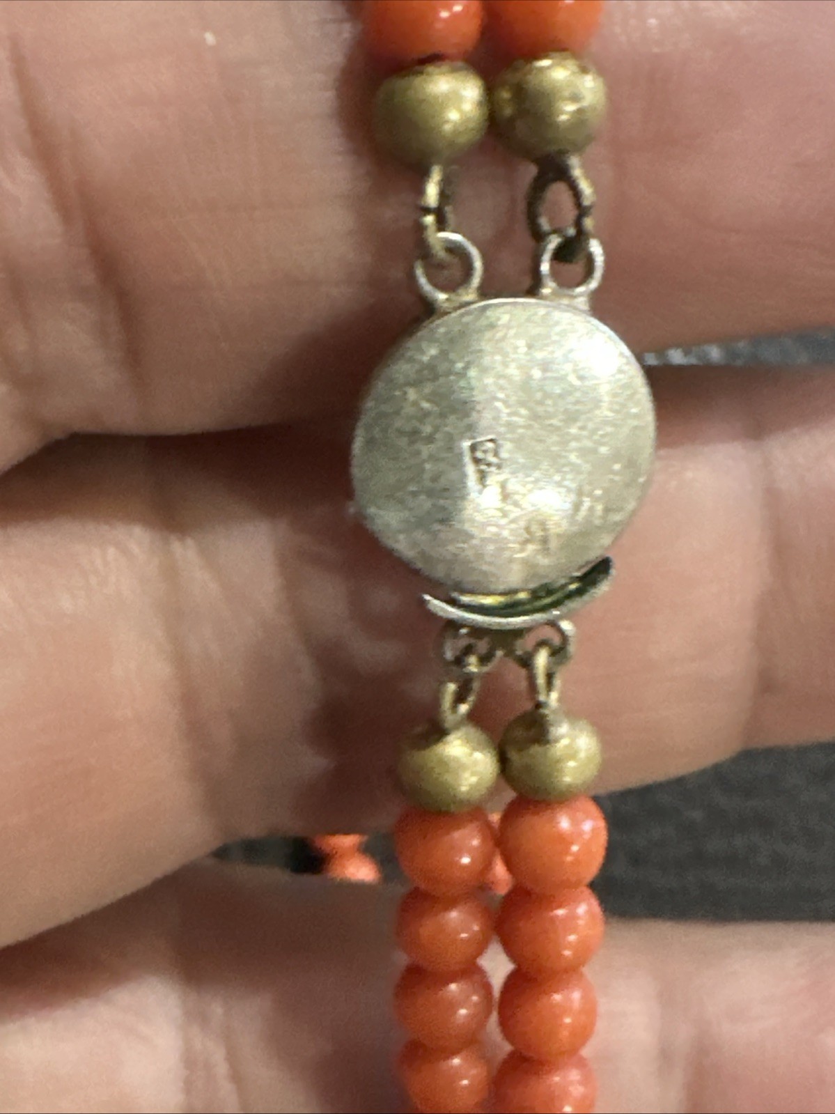 Vtg 800 Silver Coral Bead Necklace Double Strand Graduated Orange Beads 36.5gr
