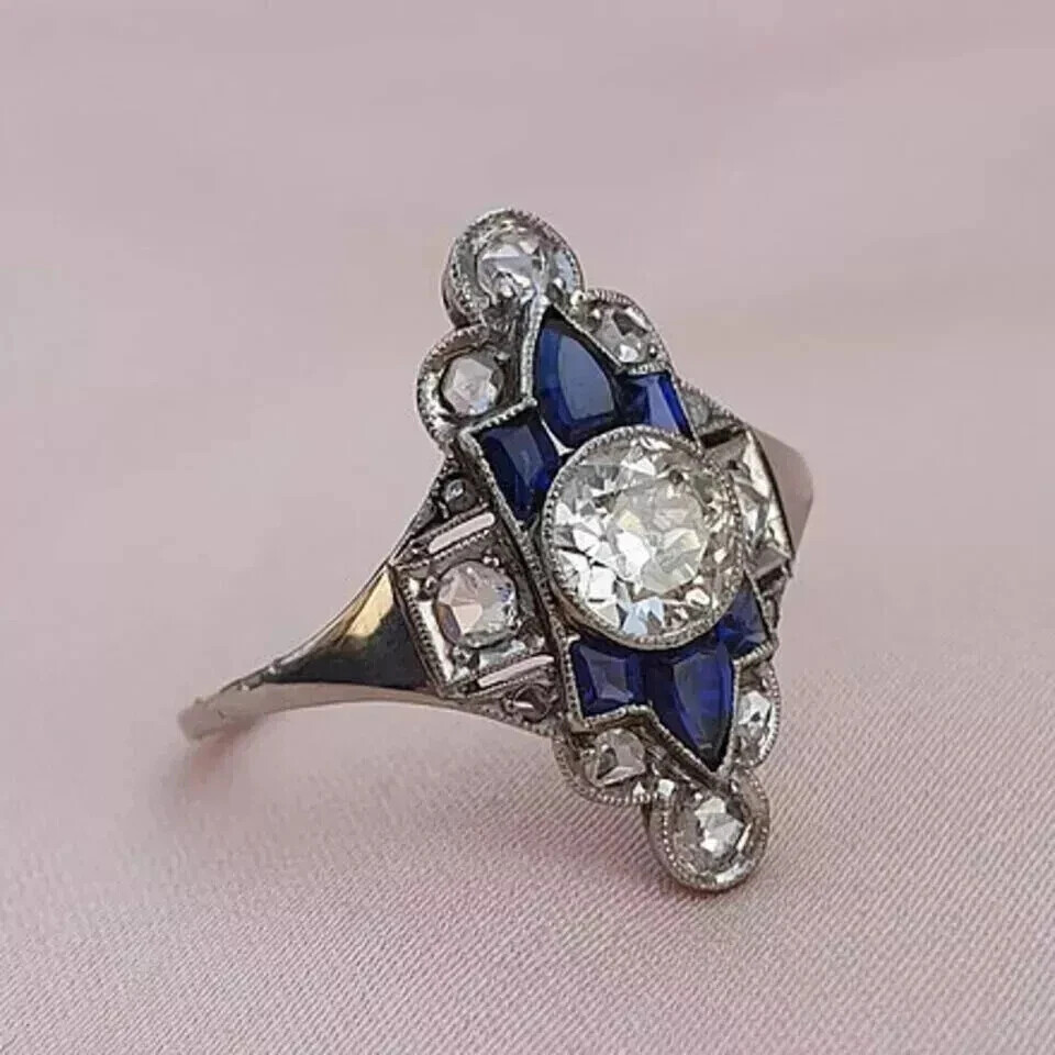 3 Ct Art Deco Style Lab – Created Diamond 14k White Gold Finish Wedding Ring