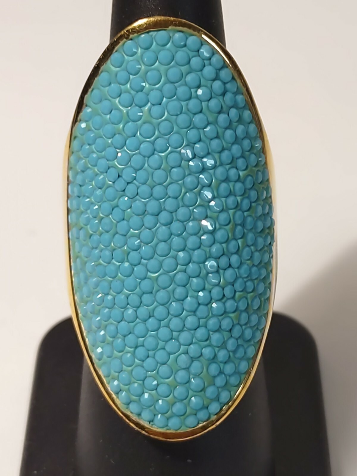 Henri Bendel Turquoise Gold Tone Statement Ring Size 6 1/2