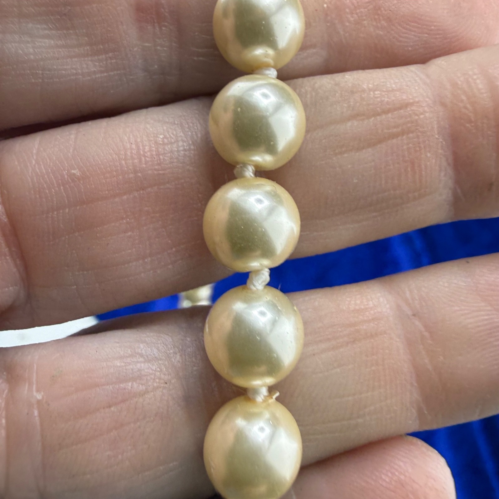Vintage Glass Beaded Necklace Faux Pearl Single Strand Multi Wrap 72”