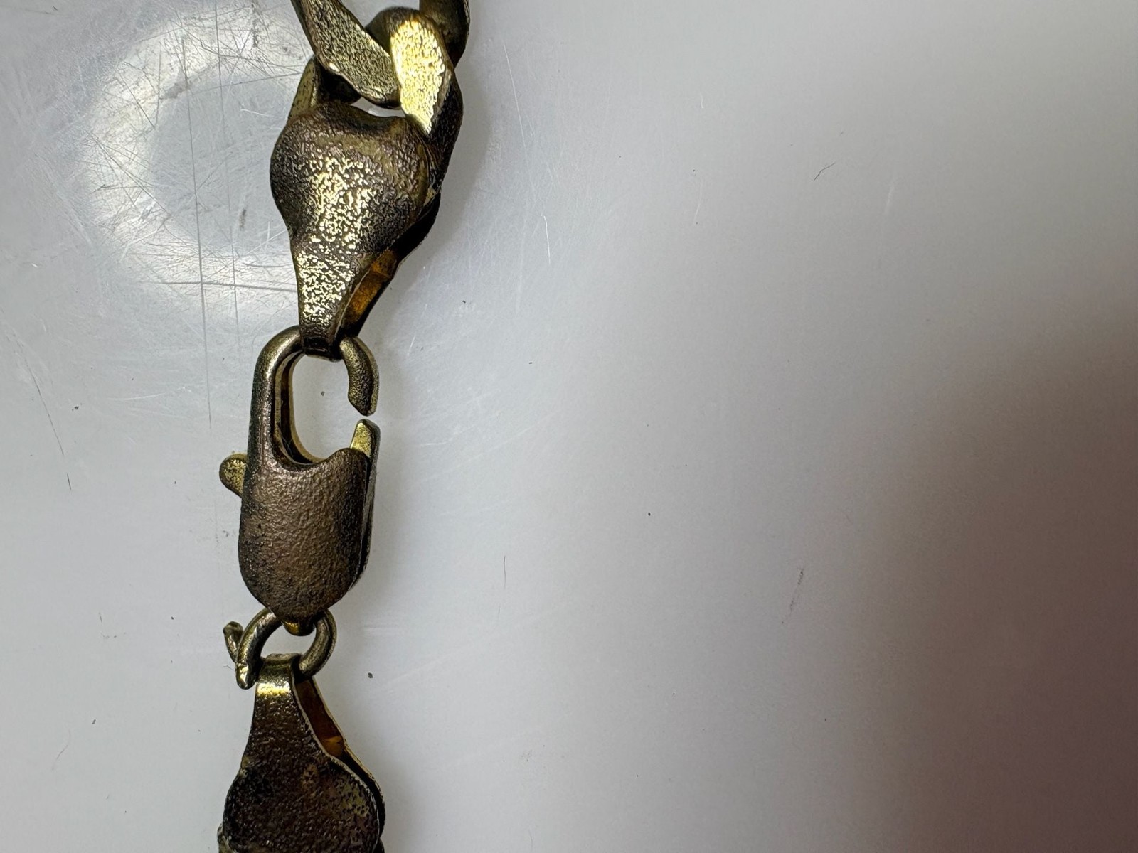 Vintage Antiqued Brass Figaro Link Chain Necklace with Lobster Clasp