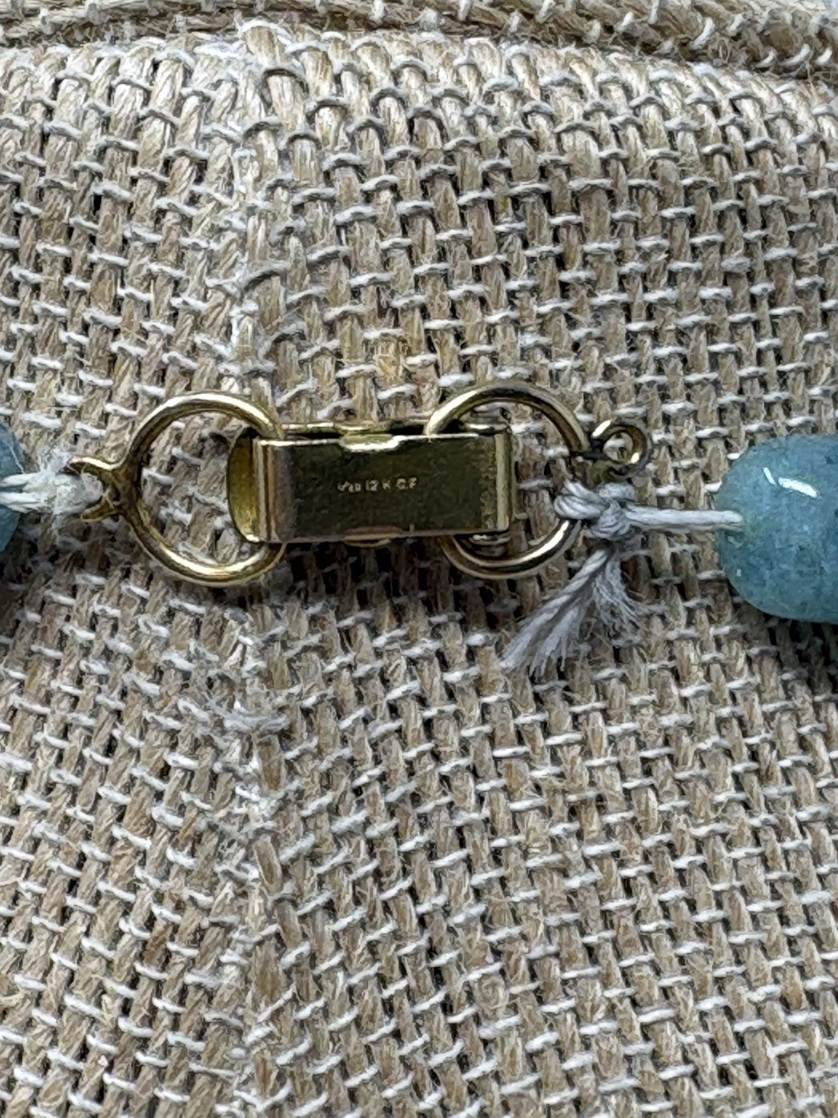 Vintage Aquamarine Nugget Bead Necklace 12K Gold Filled Clasp 17” Blue Beryl