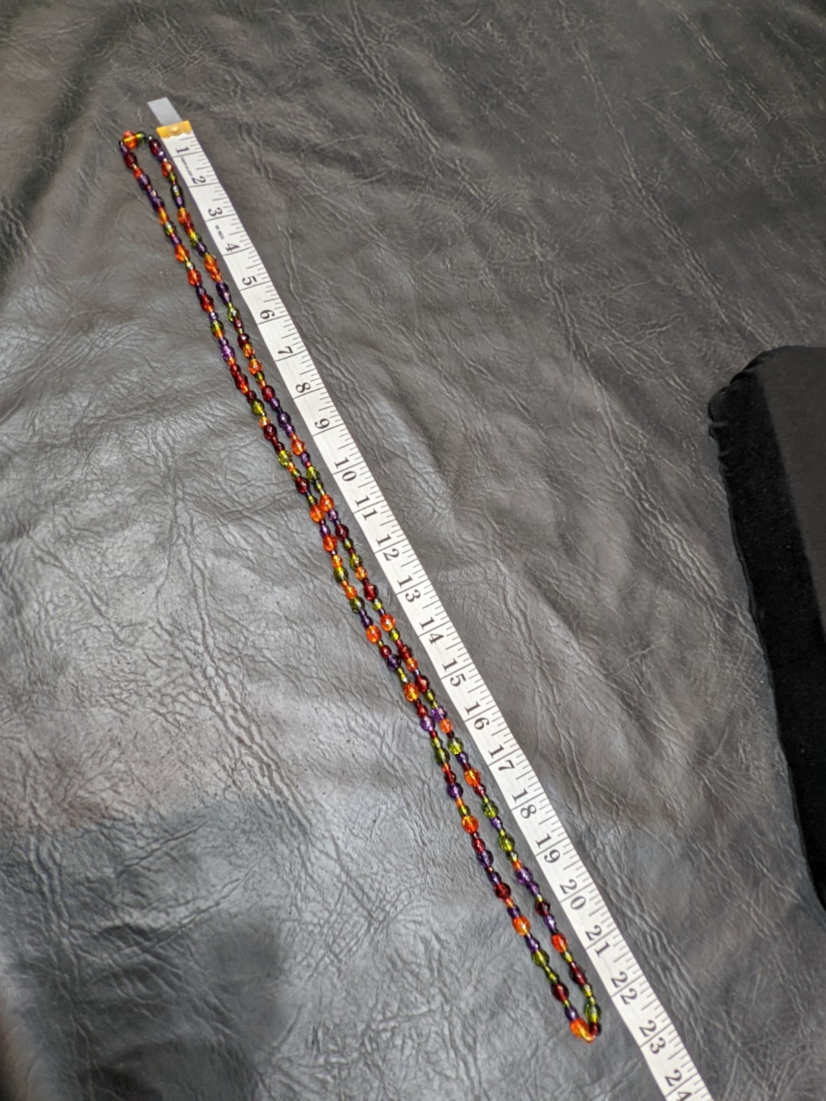Vintage 44″ Faceted Glass Bead Necklace Long Multicolor Boho Layering Strand