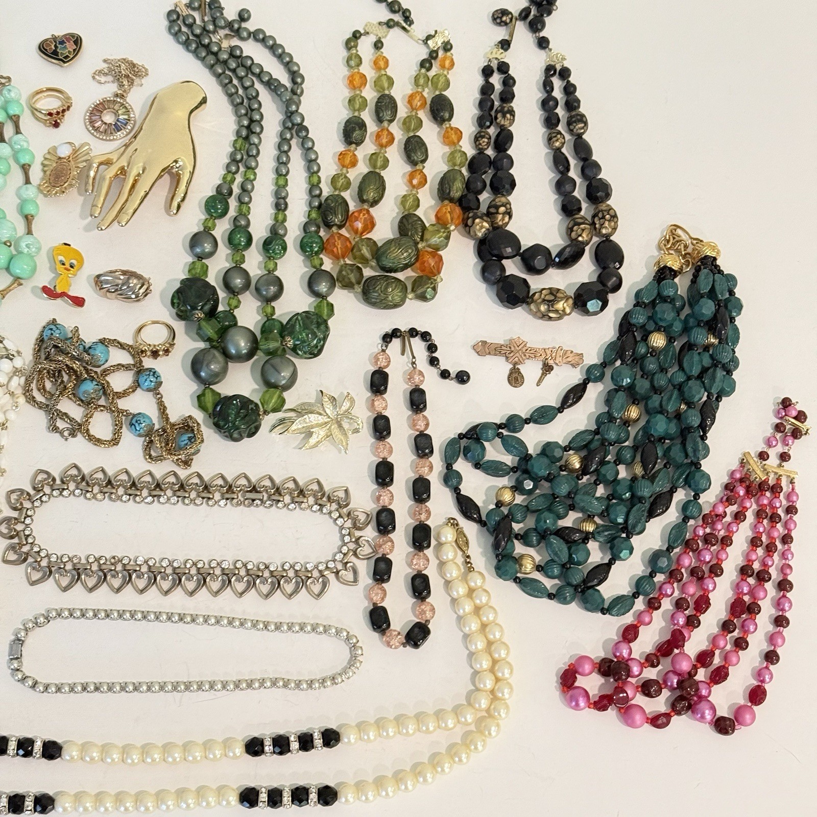Vintage Estate Jewlery Lot & Box Monet Trifari West Germany Chunky Clip Earrings