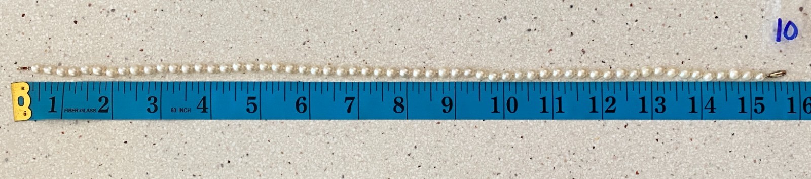 Vintage Faux Pearl Unique Slide Clasp Necklace Choker 15.5″ Hand Knotted