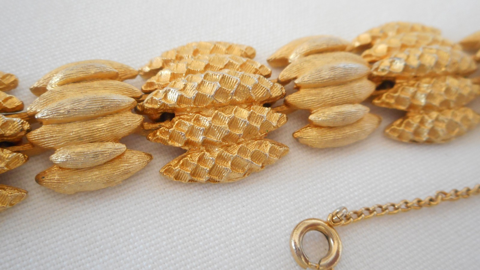 Signed “Coro” Matte Textured Gold-tone Metal Safety chain (Ar