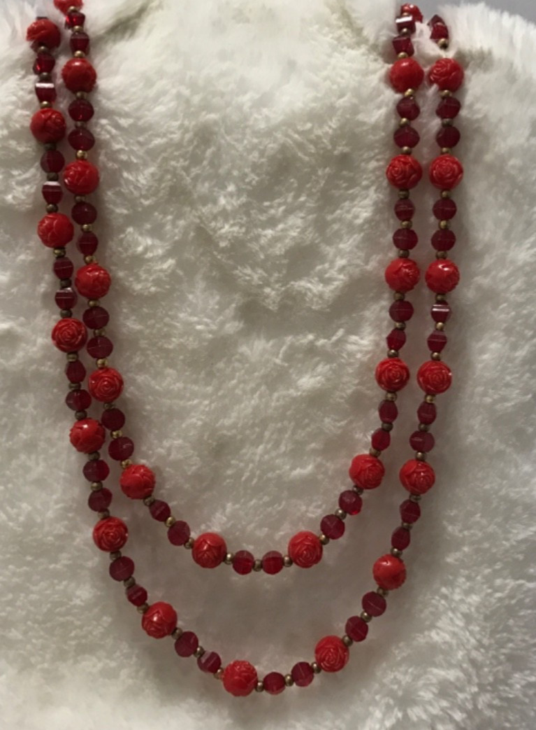 Vintage Lot 10 Red Costume Jewelry Necklaces Bracelets Brooch Earrings Fun Boho