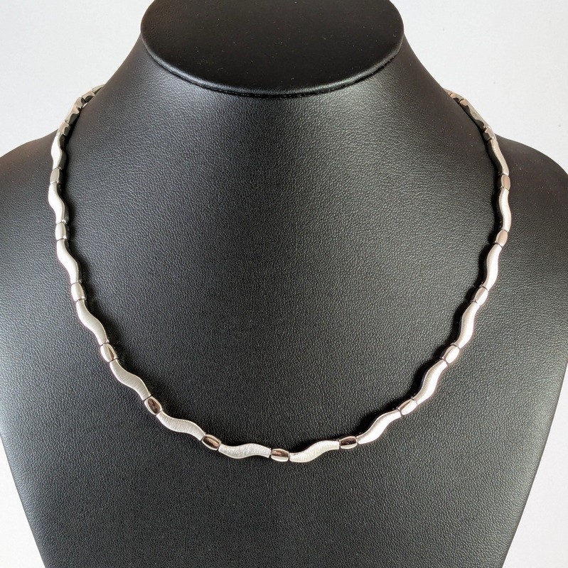 45cm Danish Sterling Silver Randers Solv Troels Tvenstrup Handmade wave necklace