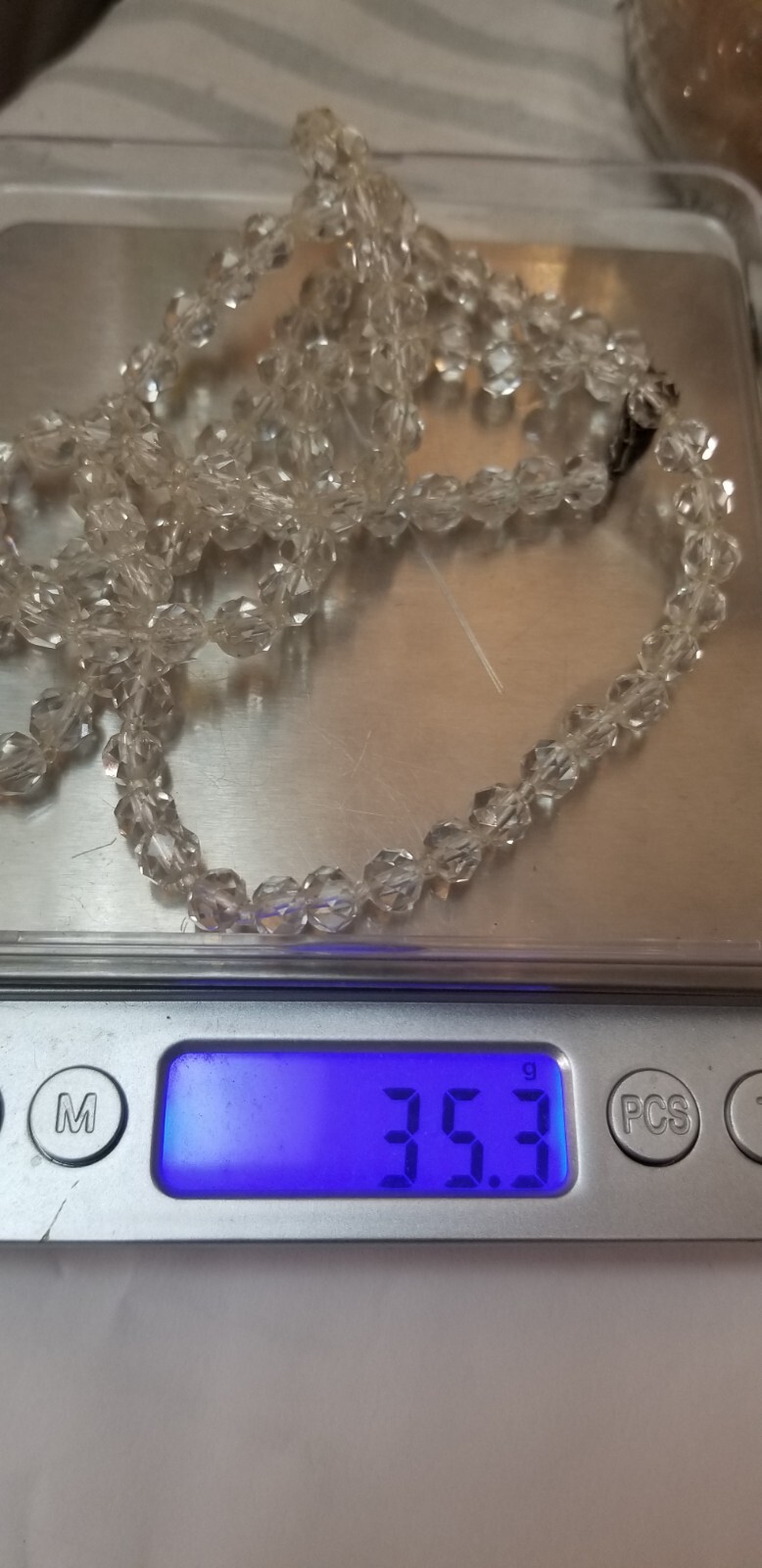 Vintage Multi Faceted Crystal Glass Beaded Necklace On Chain Lot of 2 Stunning