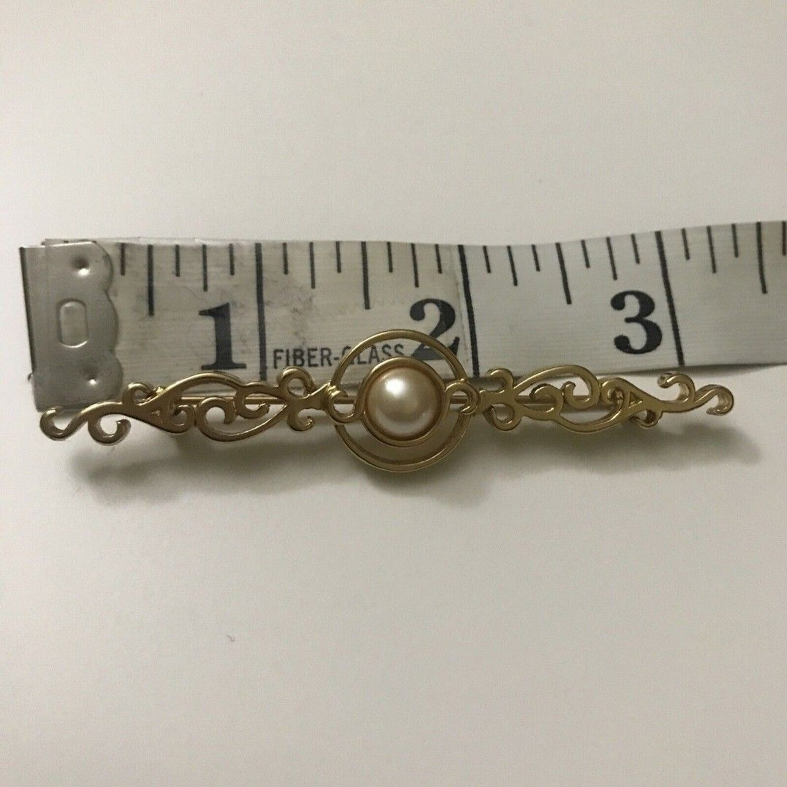 Vintage Monet Jewelry Brooch Pin Signed Gold Tone Faux Pearl