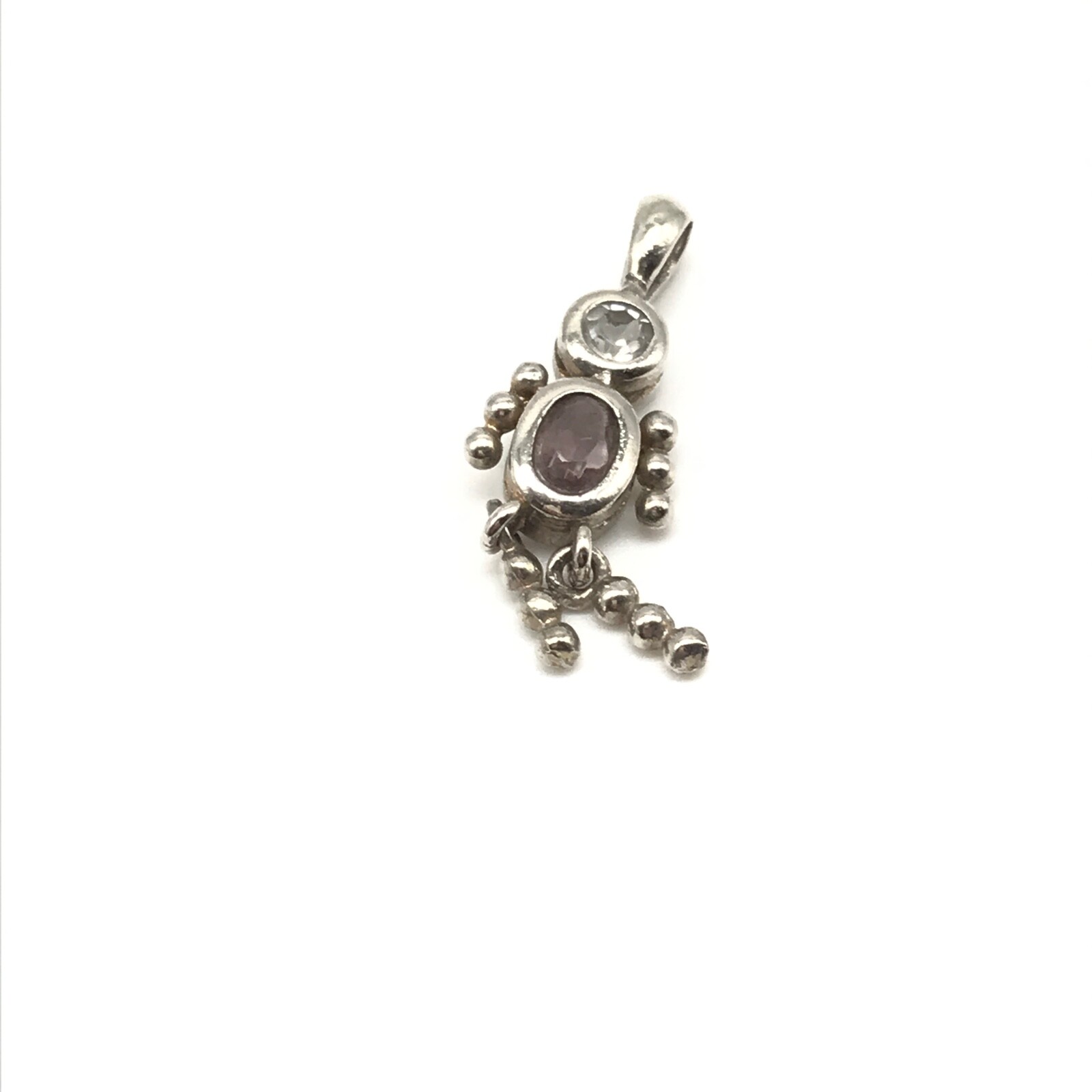 925 Sterling Silver CZ Stick Figure Person Pendant