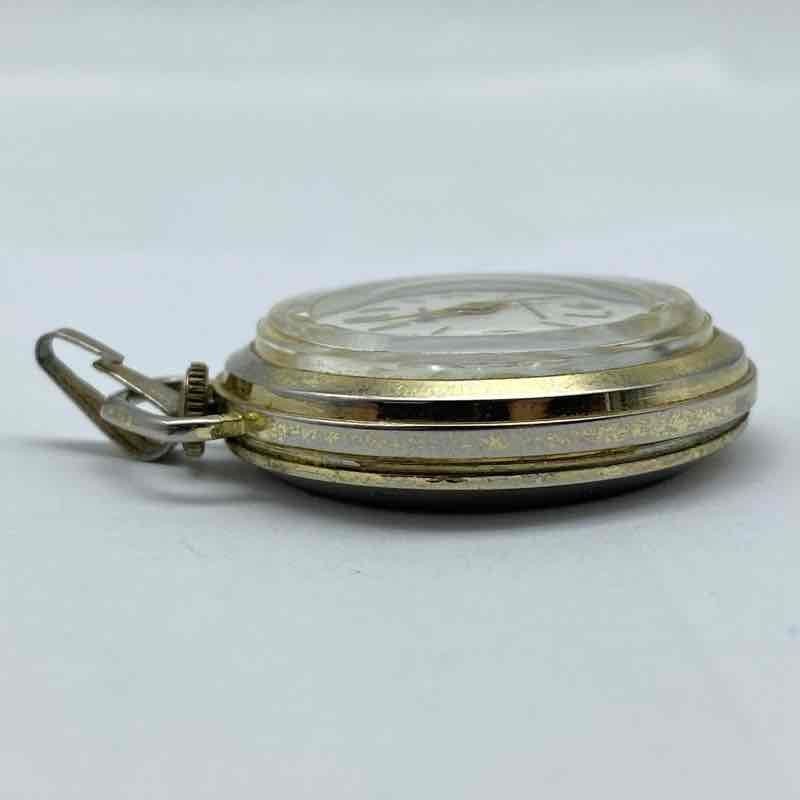 Vintage Bercona Swiss Manual Wind Pendant Watch Two-Tone Scrolled Back 34mm
