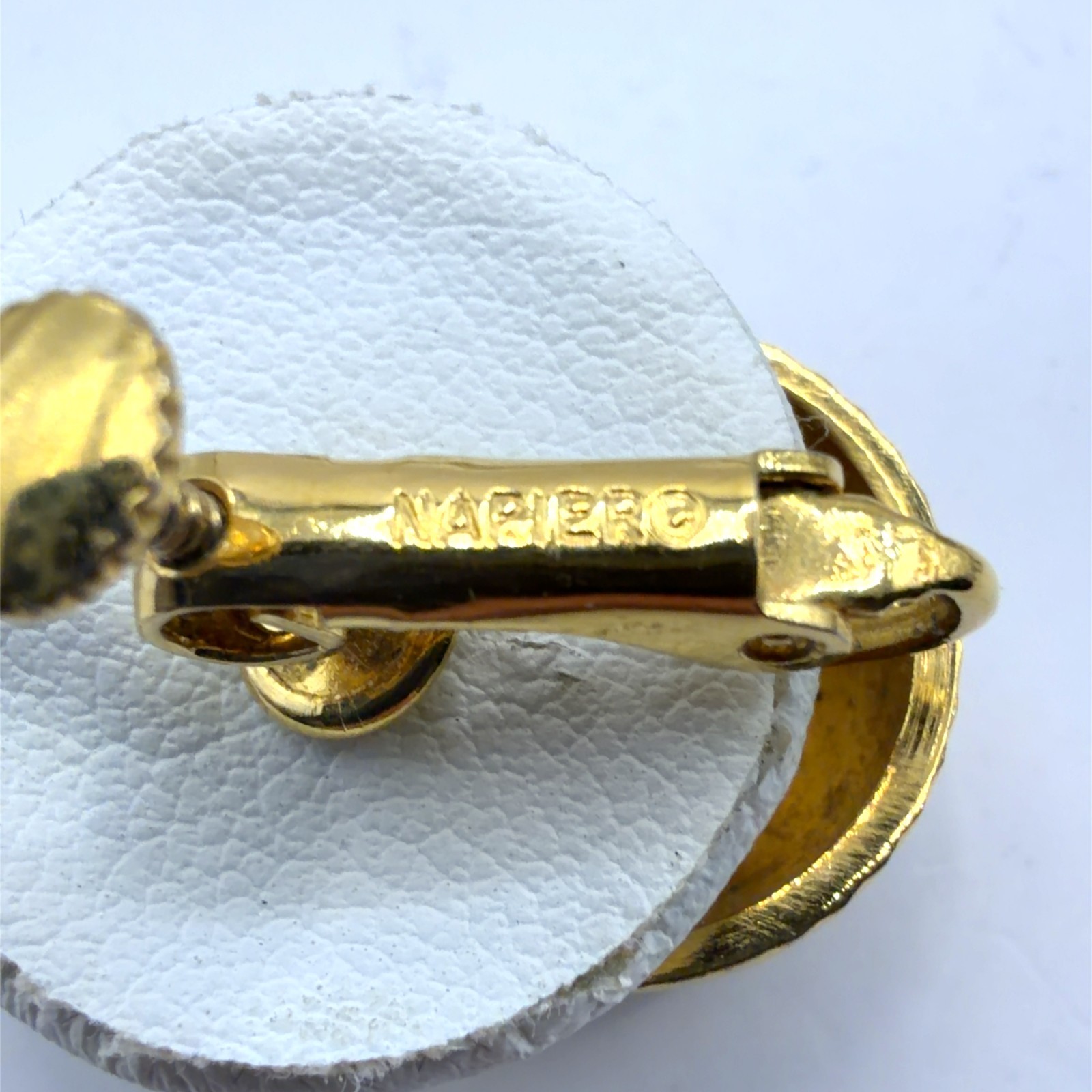 Vintage Napier Gold Tone 16mm Round Dome Adjustable Clip on Earrings