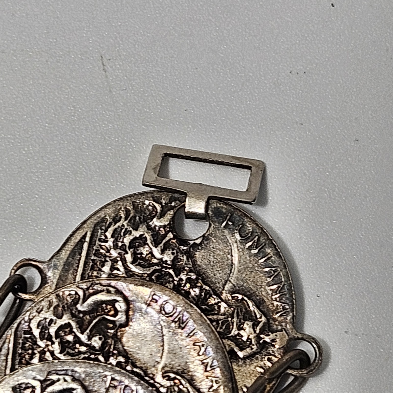 Vintage Roma Rome Coin Link Bracelet Fold Over Clasp 7″