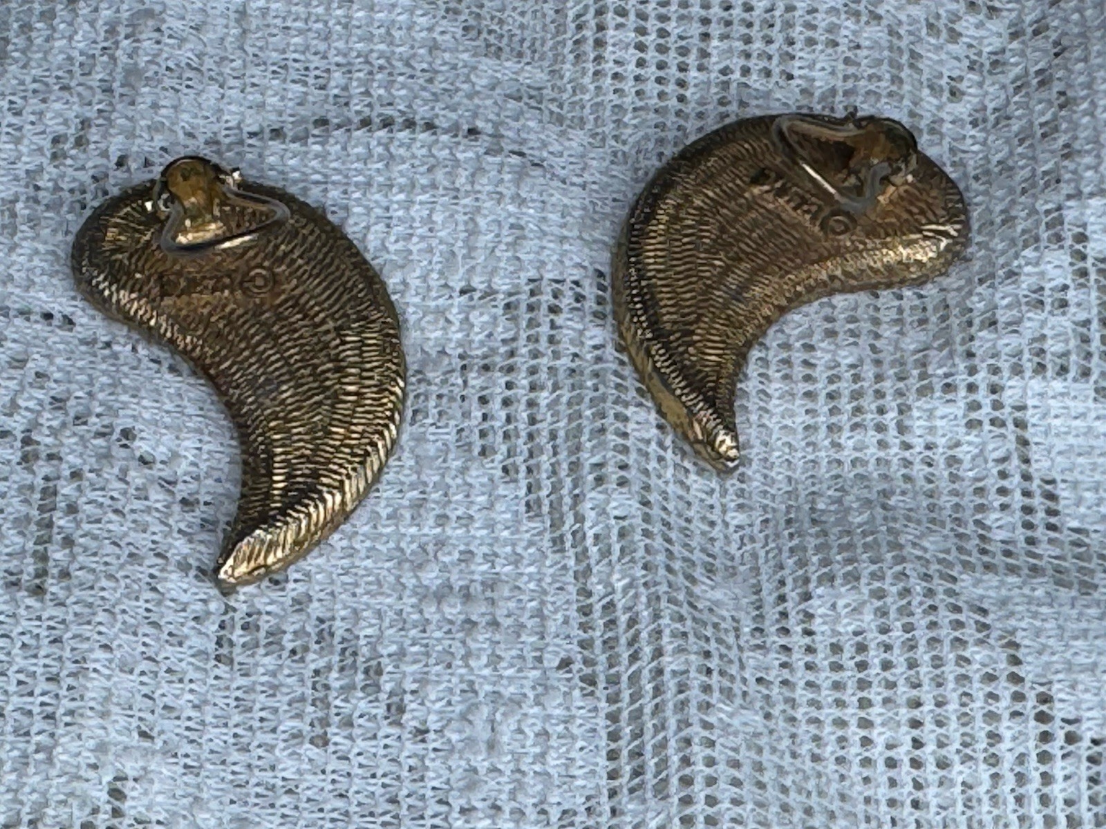 Vintage BSK Leopard Print Faux Fur Earrings Gold Tone Clip On