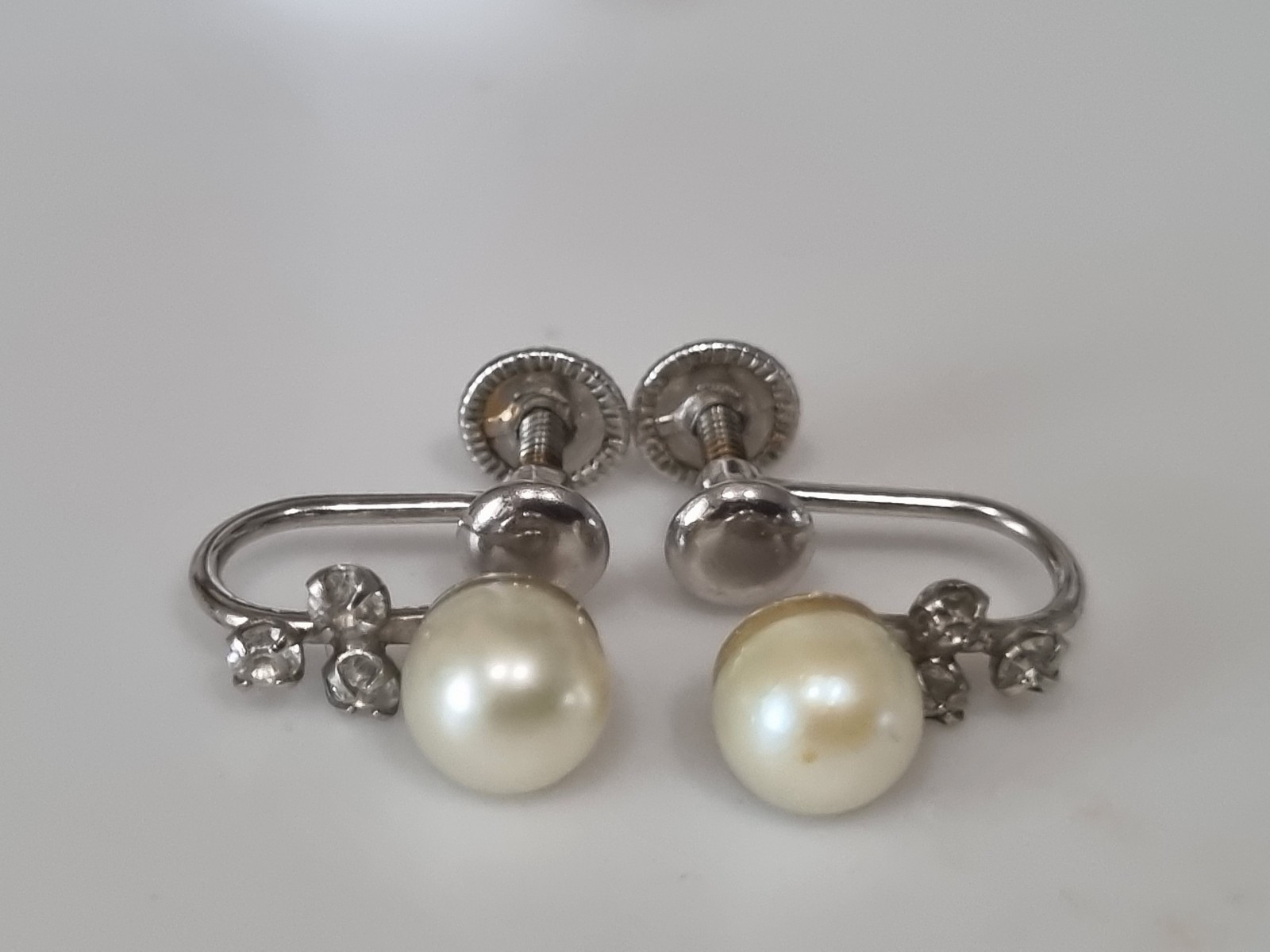 Vintage 12k White Gold Filled Cultured Pearl Topaz Pendant Earring Set See Video
