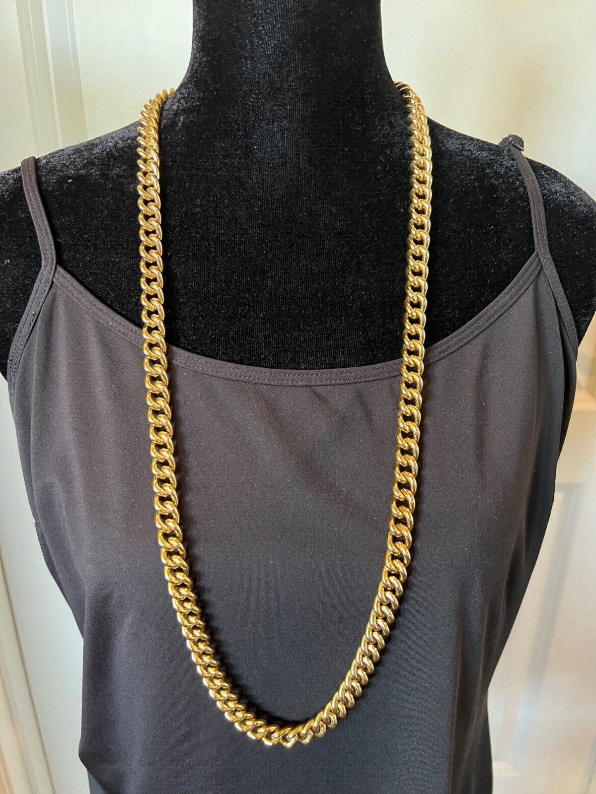 Signed Henri Bendel 1895 New York  Heavy Gold Tone Chain Link Necklace 36”