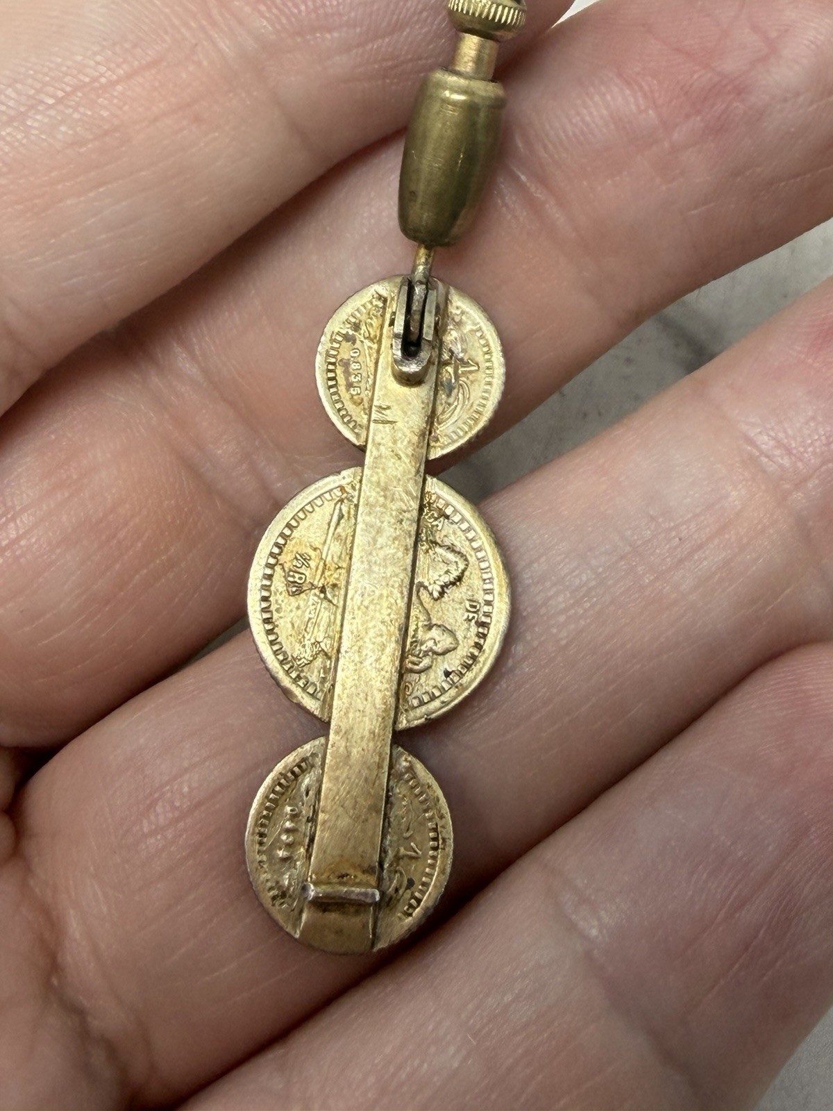 Antique Guatemala 1880 Coin Brooch 3 Coin Jewelry Conversion Pin